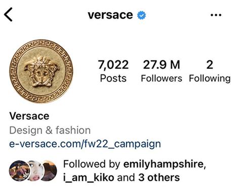 versace rank brand instagram|versace instagram page.